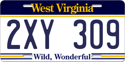 WV license plate 2XY309
