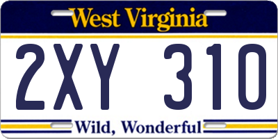 WV license plate 2XY310