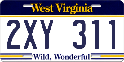 WV license plate 2XY311