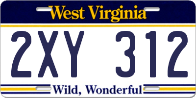 WV license plate 2XY312