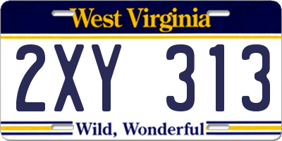 WV license plate 2XY313