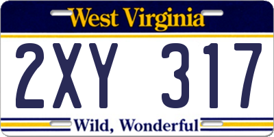 WV license plate 2XY317