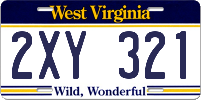 WV license plate 2XY321