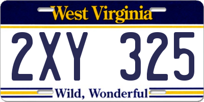 WV license plate 2XY325