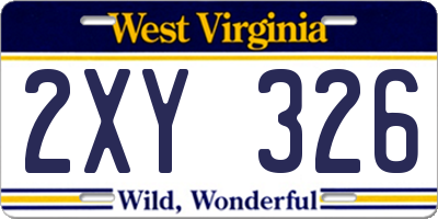 WV license plate 2XY326