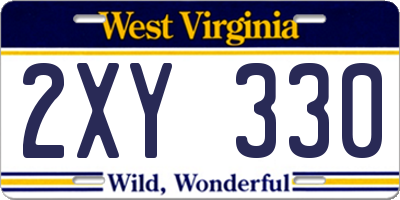 WV license plate 2XY330