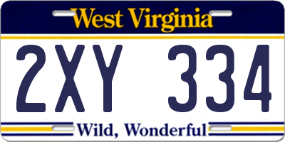 WV license plate 2XY334