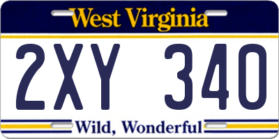 WV license plate 2XY340
