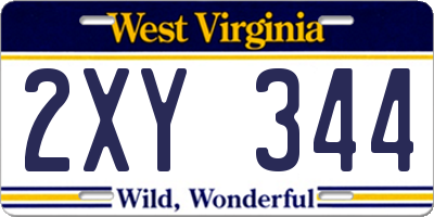 WV license plate 2XY344