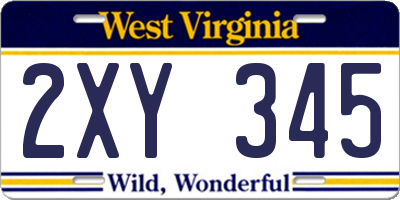 WV license plate 2XY345