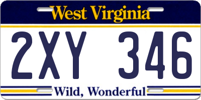 WV license plate 2XY346