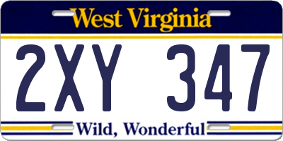 WV license plate 2XY347