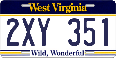 WV license plate 2XY351