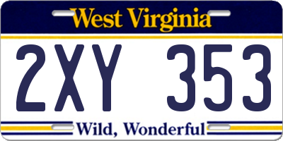WV license plate 2XY353
