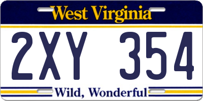 WV license plate 2XY354
