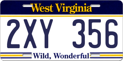 WV license plate 2XY356