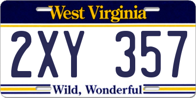 WV license plate 2XY357