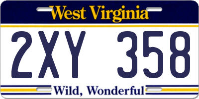 WV license plate 2XY358