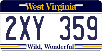 WV license plate 2XY359