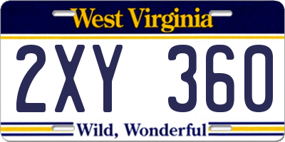 WV license plate 2XY360