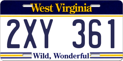 WV license plate 2XY361