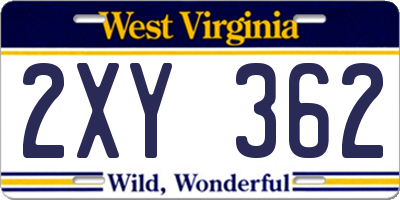 WV license plate 2XY362