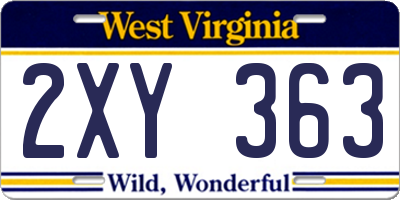 WV license plate 2XY363