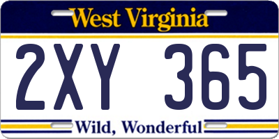 WV license plate 2XY365