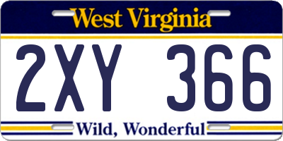 WV license plate 2XY366