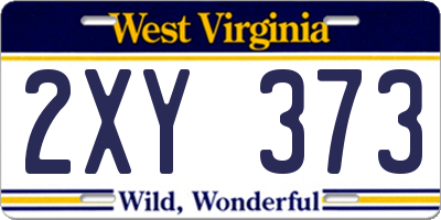 WV license plate 2XY373