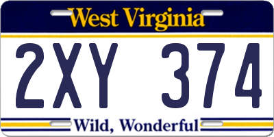 WV license plate 2XY374