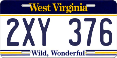 WV license plate 2XY376