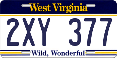 WV license plate 2XY377
