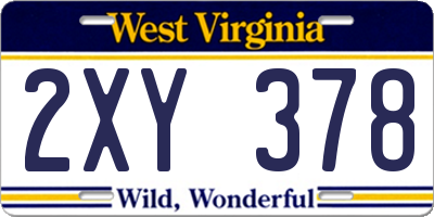 WV license plate 2XY378