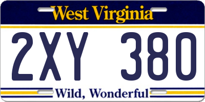 WV license plate 2XY380