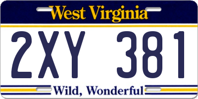 WV license plate 2XY381