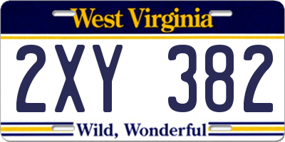 WV license plate 2XY382