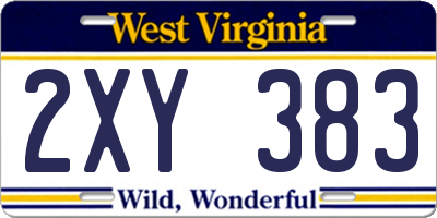 WV license plate 2XY383