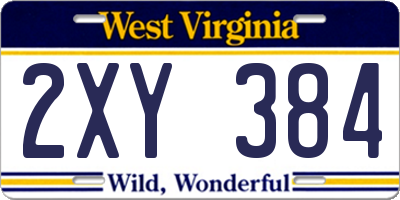 WV license plate 2XY384