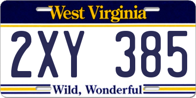 WV license plate 2XY385