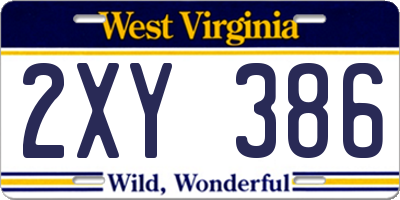 WV license plate 2XY386