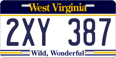 WV license plate 2XY387