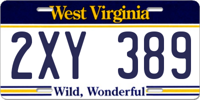 WV license plate 2XY389