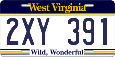 WV license plate 2XY391