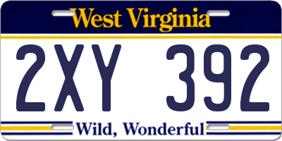 WV license plate 2XY392
