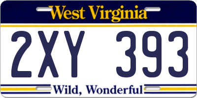 WV license plate 2XY393