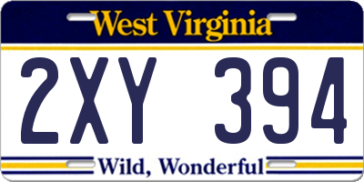 WV license plate 2XY394