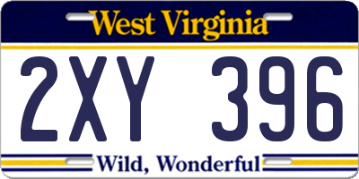 WV license plate 2XY396
