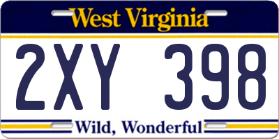 WV license plate 2XY398