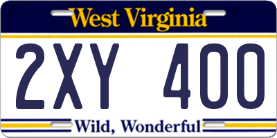 WV license plate 2XY400